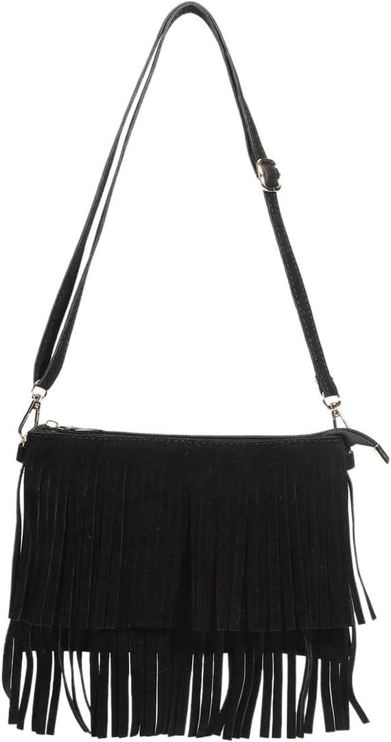 OYOANGLE Women's Boho Suede Fringe Crossbody Bags
