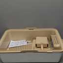 Stainless Steel Cat Litter Box - Enclosed XL Metal Kitty Litter Box with Lid for Big Cats, High Sided, Anti-Leakage, Easy Cleaning, Non-Sticky, Included Spoon & Aisle (Khaki)