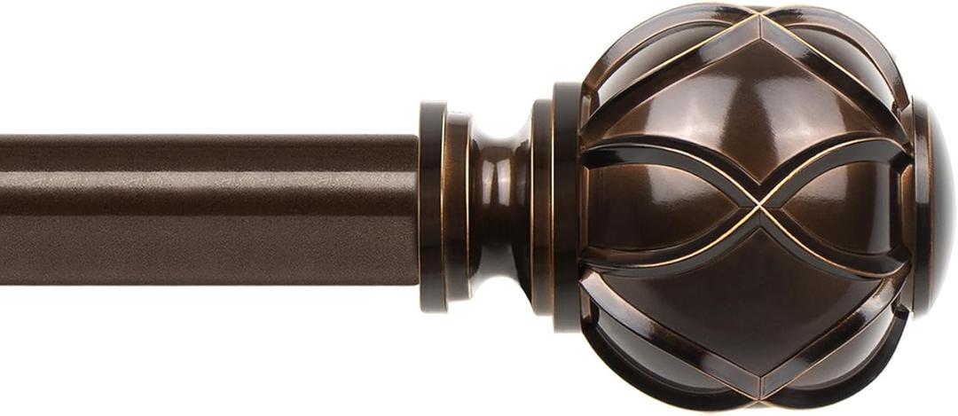Curtain Rod 32 to 58 Inch, HOTOZON Heavy Duty Curtain Rods for Windows, Telescoping Single Drapery Rod with Netted Texture Finials, Antique Bronze (32-58")