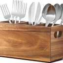 Silverware Holder, Acacia Wooden Silverware Organizer, Utensil Holder for Party, Utensil Holder for Party for Countertop Spoon and Fork Holder Flatware Utensils Caddy for Party-1pcs