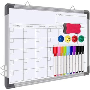 Dry Erase Calendar Whiteboard for Wall, Polegas 16" X 12" Magnetic White Board Board, Small Wall Monthly Double Sided Boards Student, Home, Office (White)