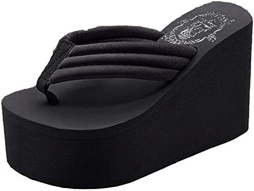 Always Pretty Women's Flip Flops Wedge Sandals Platform Thongs Black 39