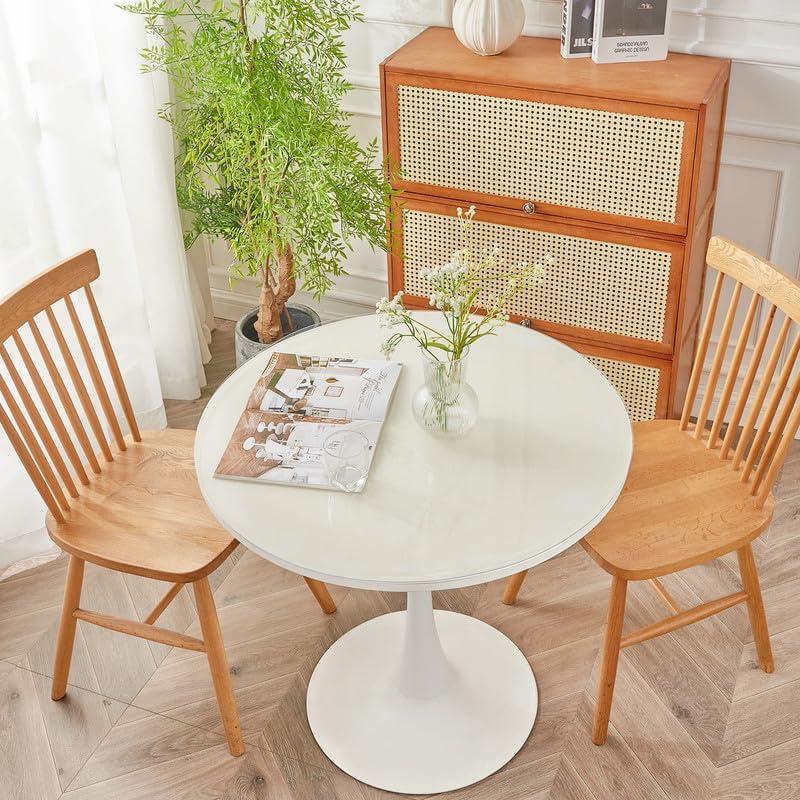 Warmstar Clear Table Cover Protector Dia. 28 Inch,1.5mm Thick Plastic Table Cover Round, PVC Clear Table Protector Water Resistant,Clear Table Pads for Dining Room,Coffee Table