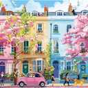 500 Pieces Jigsaw Puzzles for Adults, Beautiful Spring Puzzle for Teens Adults Elderly, Blooming Street City Puzzle 500 Pieces, Cute Puzzles with Letters on Back, Challenging Family Game Gifts,20.5x15in