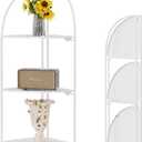 Crofy Foldable 3 Tier Corner Shelf, Metal Corner Plant Stand with White Frame and White Shelves, Corner Display Rack Multipurpose Shelving Unit for Living Room, Bedroom, Bathroom