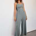 ANRABESS Womens Jumpsuit Summer Beach Vacation Romper 2025 V Neck Sleevelsee Spaghetti Strap Cutout Linen Wide Leg Clothes grey Large 