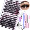 DIY Lash Extension Kit 40D+50D Volume Lash Clusters Kit with Lash Bond and Seal 280 pcs Thick Individual Lashes 9-16 mm D Mink Lashes Cluster, Lash Cluster Remover and Tweezers by FANXITON