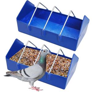 Hamiledyi 2 Pack Pigeon Feeder, Bird Dispenser Slot Container, Thick Durable Slot Container Feeding, Removable Steel Wire Partition for Pigeons Quails Birds Chicks Ducklings(Length: 8")