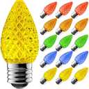 AJONIAM C7 Led Replacement Christmas Light Bulbs, 25-Pack Shatterproof Led Bulbs with E12 Candelabra Base for String Lights, Waterproof & Dimmable Multicolor Christmas Village Bulbs