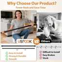USFOOK 1 Inch Black Double Curtain Rods for Windows 66 to 120 Inches (5.5 to 10 Ft), Dual Drapery Rods with Classic Cap Finial, Adjustable Window Curtain Rod for Living Room