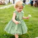 Baby Girl Dress Toddler Tulle Dress with Headwear for Birthday Pageant Wedding Flower 0-4T