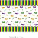 2 x Adirasenotek 3Pcs Mardi Gras Table Decorations Tablecloth Carnival Masquerade Party Decorations Mardi Gras Decorations Plastic Table Cloth Masquerade Decorations Mardi Gras Decor,87x54In