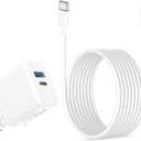 20W Dual Port Fast Charger for iPad 9th 8th 7th 6th 5th Generation 10.2 inch, iPad Air 3/2, iPad mini 5/4/3, Foldable Wall Charger with 6.6ft USB-C to Lightning Fast Charging Cable (White)