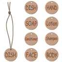 Organize Your Home with 8 Handmade Wooden Labels for Bottles - Dish, Hand, SOAP, Lotion, Shampoo, Conditioner, Body and FACE - Perfect for Soap Dispensers in Your Kitchen and Bathroom, Eulnars