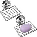 2 Packs Vacuum Suction Soap Dish Holder, 304 Stainless Steel Soap Holder for Shower Bathroom Tub Kitchen Sink (Silver, Shallow)