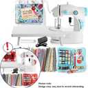 Mini Sewing Machine for Beginners, 122-Piece Portable Sewing Machine, Dual Speed Small Sewing Machine, Adults and Kids Sewing Machine, Travel Beginner Sewing Machines with Sewing Kit and Book, Blue