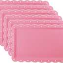 Set of 6 Plastic Serving Trays Food Tray - 14" x 9" Rectangle Serving Platter for Party Cafeteria Kitchen Restaurant , Small Flat Trays for Dessert Fruit Cookie Snack (6, Pink)