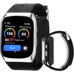 Blood Pressure Smartwatch with Dual Patented Cuff, Wrist BP Monitor Watch 24/7 Sleep Stress Monitoring, Sports Tracking App for Android and iOS Blood Pressure Watch Supports Data Sharing