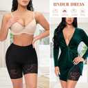 Slip Shorts for Under Dresses Women Anti Chafing Underwear Seamless Boyshorts Panties Lace Under Shorts (Black, L)