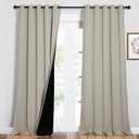 NICETOWN Full Shading Curtains for Windows, Super Heavy-Duty Black Lined Blackout Curtains for Bedroom, Privacy Assured Window Treatment (Natural, Pack of 2, 62 inches W x 95 inches L)