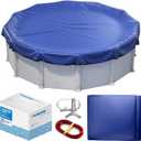 Winter Pool Cover 21 ft Round for Above Ground | Extra Thick & Durable Above-Ground Pool Cover | Sapphire Series of Premium Cold- and UV-Resistant Pool Cover | by Yankee Pool Pillow (Blue)