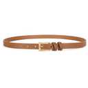 Skinny Black Belts for Women Fashion Ladies Thin Leather Dresses Belt for Jeans Pants 0.7inch Width,brown,L
