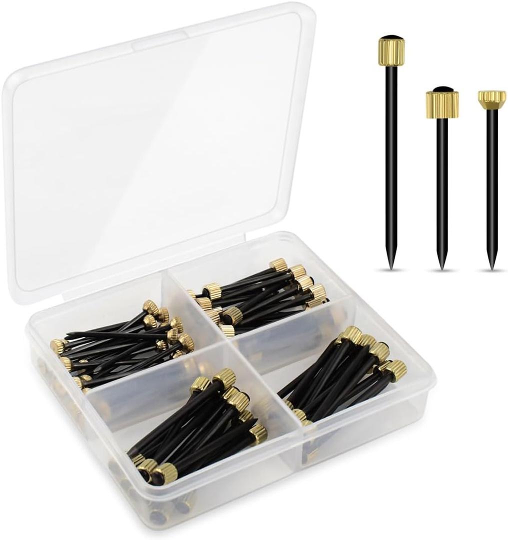 90 Pcs Nails for Hanging Picture Decorative Nail for Hanging Wall Decor Pictures Frame Kit 3 Sizes Picture Hangers Photo Hanger Made of Steel Pin & Brass Head Nails Hardware with Plastic Box (Black)