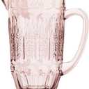 Elle Decor Vintage Glass Pitcher | Water Carafe Jug for Iced Tea, Homemade Milk, Juice, and Beverages | Glass Carafe for Mimosa Bar | Sangria Pitchers | 43.9 OZ.