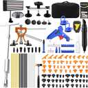 Paintless Dent Repair Kit with LED Line Board, Heat Gun for Glue Removal & Dent Heating, Dent Puller Kit with T-Bar, Dent Lifter, PC Glue Tabs, Auto Body Dent Removal Kit for Cars Trucks (EXP 08/31/26)