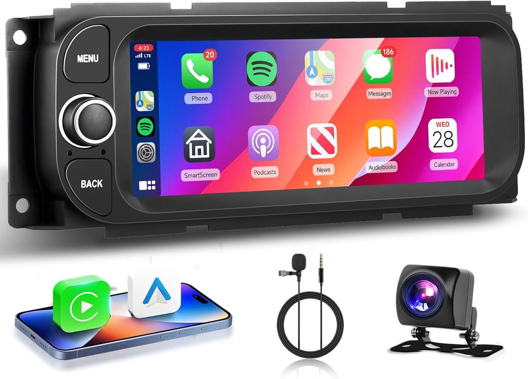 2+64G for Dodge Ram 1500/2500/3500 Radio 2002-2006,for Jeep Grand Cherokee 1999-2004,for Jeep Wrangler 2003-2006-Android Wireless CarPlay Android Auto 6.86 IPS Touch Screen Car Radio for Dodge Ram
