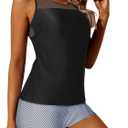 Yonique Tankini Swimsuits for Women with Shorts Athletic Two Piece Bathing Suits Racerback Tank Tops Swimwear (S)