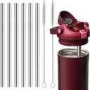 Mity rain 8PCS Metal Straw for Owala FreeSip Sway 30oz Water Bottle -Stainless Steel Straws for Owala Water Bottle (Stainless Steel)