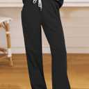 ANRABESS Lounge Sets for Women 2 Piece Outfits Sweatsuit Set Fall V Neck Sweatshirts Wide Leg Pants Tracksuits Black Small (Black, S)