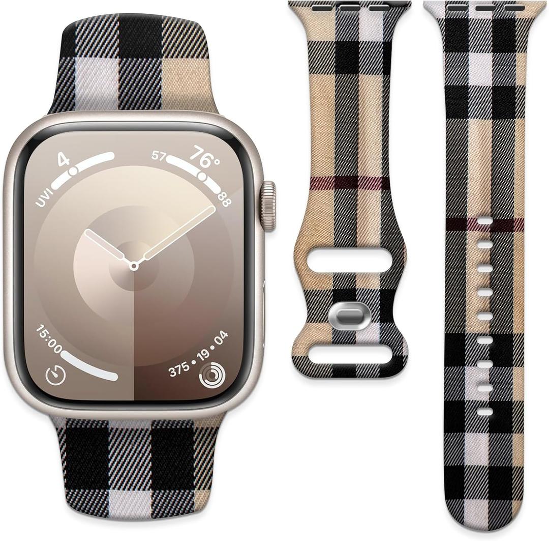 Watch Band Compatible with Apple Watch 38mm 40mm 41mm 42mm 44mm 45mm Soft Silicone Wristbands Replacement Strap with Classic Clasp for iWatch Series SE 8 7 6 5 4 3 2 1 Utral for Women
