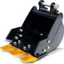 MMS 11.81in/300mm Mini Excavator Digging Bucket with Metal Teeth - 0.98"/25 mm Hole Diameter, 3.54"/90 mm Span, Mini Excavator Attachments Digging Bucket for Trenching & Digging