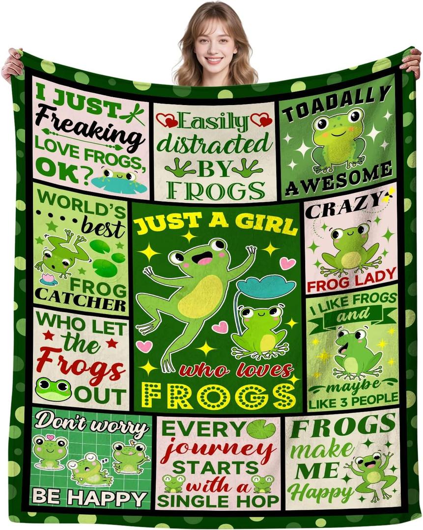 Frog Blanket Gifts for Women Adults Kids,Frogs Themed Stuff Frog Lovers Throw Blankets,Frogs Christmas Birthday Gifts for Animal Lovers Girls Teens 60"x50"