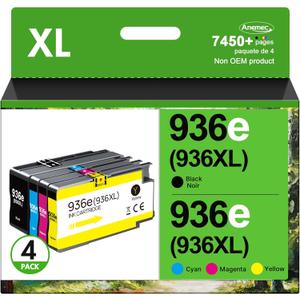 Compatible Ink Cartridges Replacement for HP 936XL 936e Ink Cartridges High Yield 4-Pack Black Cyan Magenta Yellow for HP OfficeJet Pro 9120e 9125e 9130e 9130b 9135e 9720e 9730e Printers