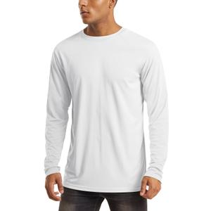 MAGCOMSEN Men's Long Sleeve Shirts UPF 50+ UV Sun Protection Athletic Shirts for Hiking Running Workout Rash Guard (White, M)
