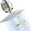 Hibbent Metal Filtered Shower Head, 6'' High Pressure RainShower Head, 20 Stage Shower Filter for Hard Water Softener, Bathroom Rainfall Shower Head to Remove Chlorine and Heavy Metals, Chrome