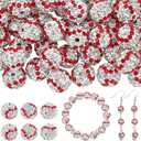 OLYCRAFT 40 Pack 8mm Rhinestone Clay Beads Baseball Polymer Clay Jewelry Beads Pave Disco Ball Clay Bead Sports Round Spacer Bead for DIY Craft Necklace Bracelet Earring Jewelry Making Party Decor