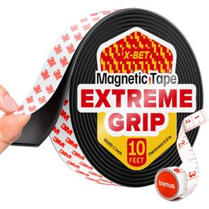 Super Sticky Magnetic Tape (10 feet x 1 inch) - Stong Magnet Strip with Adhesive Backing for DIY & Crafts - Easy to Cut and Mount on Fridges, Whiteboards & More