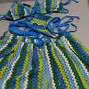 ZAFUL 3 Piece Bikini Sets for Women Shorts Trendy Crochet Vacation Swimsuits Summer Cruise Bathing Suits Blue Green M