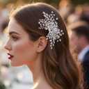 CASDRE Crystal Bride Wedding Hair Comb Silver Sparkly Rhinestone Bridal Hair Accessories Prom Hair Pieces for Women (Silver, One Size)