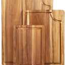 Acacia Wood Cutting Board Set with Juice Groove (3 Pieces), Organic Wooden Cutting Boards for kitchen, Butcher Block Cutting Board for Meat, Vegetable, Wooden Chopping Board 15x10, 12x8, 9x6 inch (Light Brown)