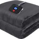 Westinghouse Electric Blanket Full Size, Super Cozy Soft Flannel 80"" x 84"" Heated Blanket with 10 Fast Heating Levels & 1-12 Auto-Off, Machine Washable, ETL&FCC Certification, Charcoal