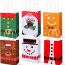 24 Pcs Christmas Bags Christmas Paper Gift Bags with Handles Santa Snowman Elk Gingerbread Gnomes Elf Candy Goody Treat Packet Paper Gift Packets for Xmas Holiday Anniversary, 8.3 x 6 x 3.1 Inch