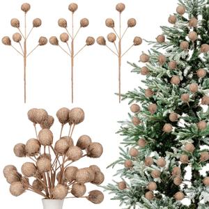 Tigeen 6 Pcs Burlap Christmas Tree Picks Farmhouse Christmas Decoration Rustic Xmas Tree Topper Ornaments DIY Crafts Xmas Branches Hanging Decoration for Home Office Family Holiday Party Decor