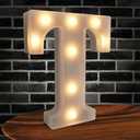 Light Up Marquee Letters, 26 Alphabet LED Lights, Night Light White Plastic Letters for Engagement Party Wedding Baby Shower Birthday Bar Decoration Letter "T"