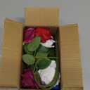 JINEN Artificial Flower Roses, 12PCS Real Touch Fake Flowers with Stems, Flannel Roses for Christmas Home Wedding Bathroom Kitchen Decorations(Mix Color)