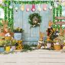 10X8FT Easter Backdrop for Photography Spring Rabbits Colorful Eggs Bule Wood Floor Background Party Decor Photo Booth Props DH-1102